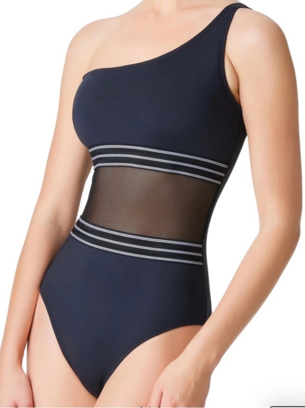 Bleu Rod Beattie Sz 10 Swimsuit Off the Grid One Shoulder One Piece Black Summer